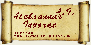 Aleksandar Idvorac vizit kartica